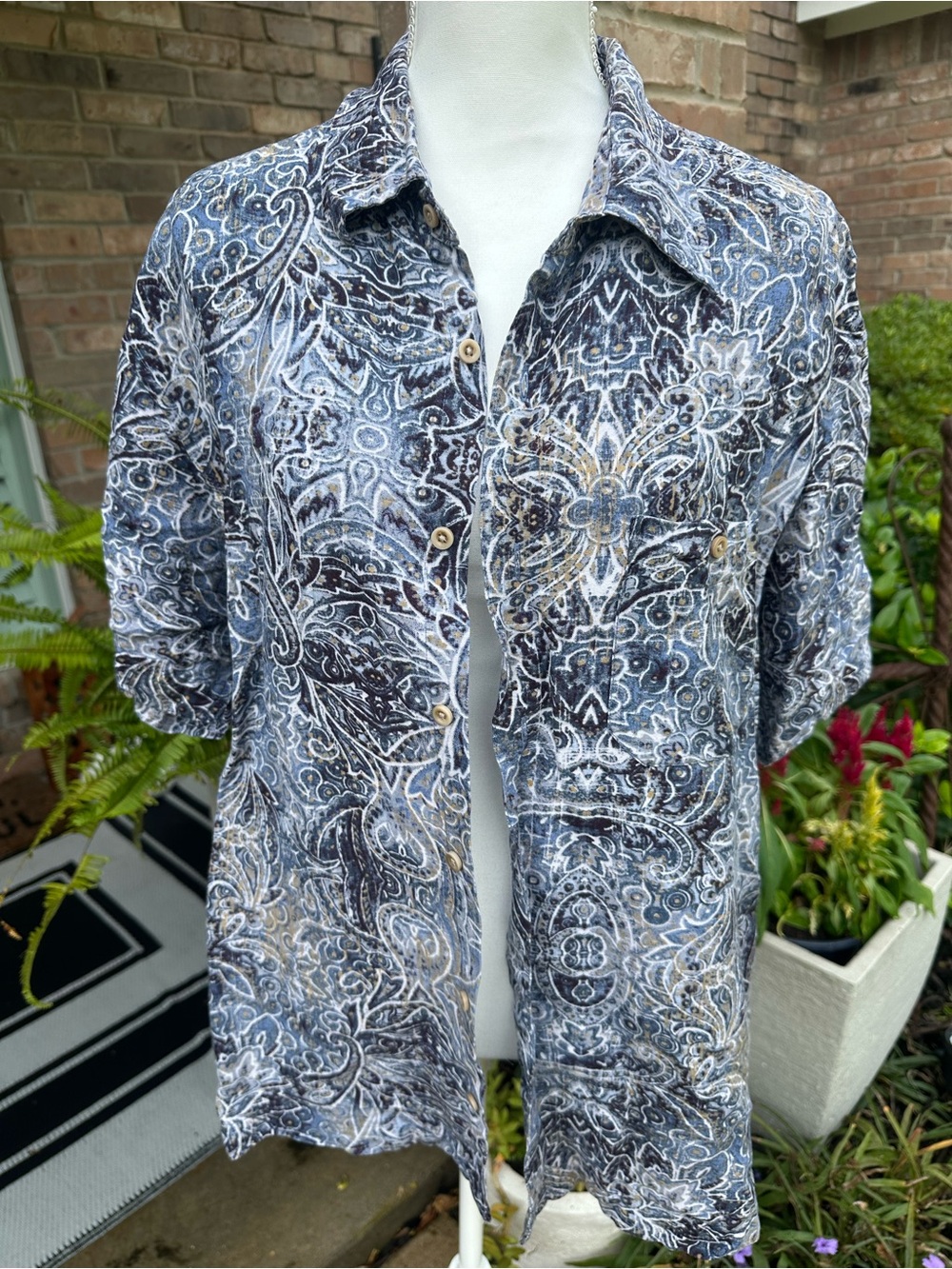Van Heusen Blue and Cream Paisley Lightweight Shirt Jacket